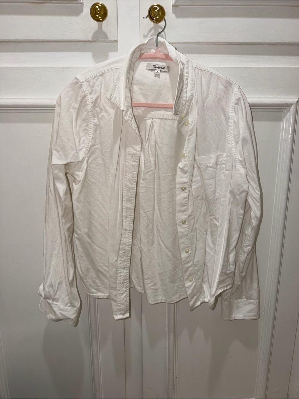 Madewell White Button-Down Shirt with Chest Pocket
